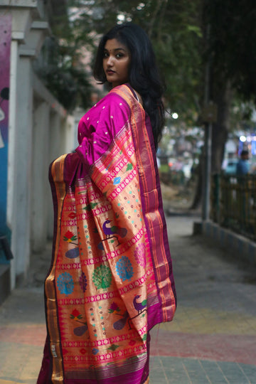 Pink Silk Paithani Saree